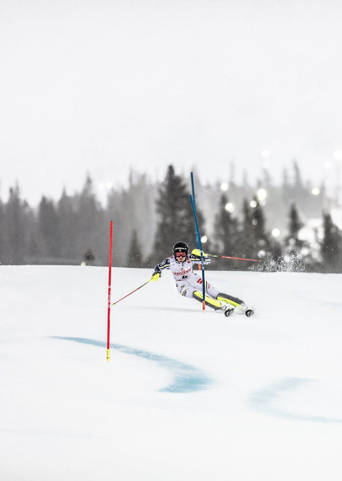 Skier wearing Alpine Racing gloves